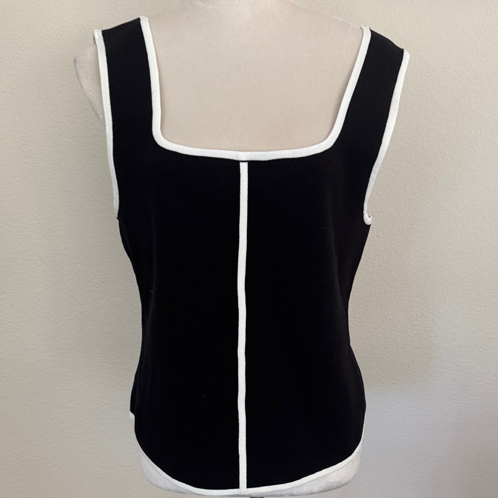 Bailey 44 Black Fitted Stretch Tank Top with White Trim - XL